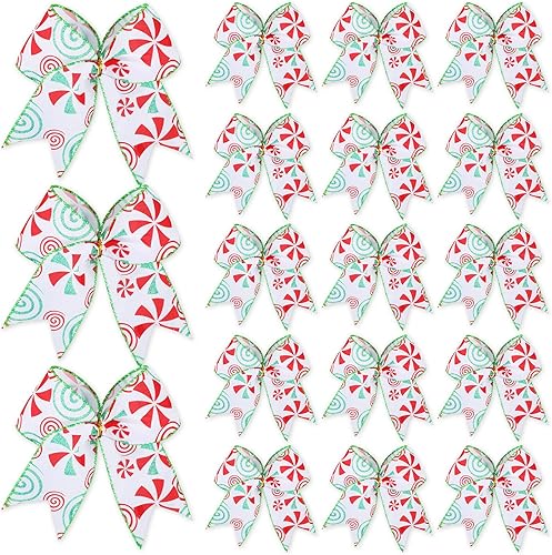 18 lazos de Navidad rojos y verdes para decoración de coronas de Navidad grandes de 6 pulgadas, lazos para árbol de Navidad, arpillera con
