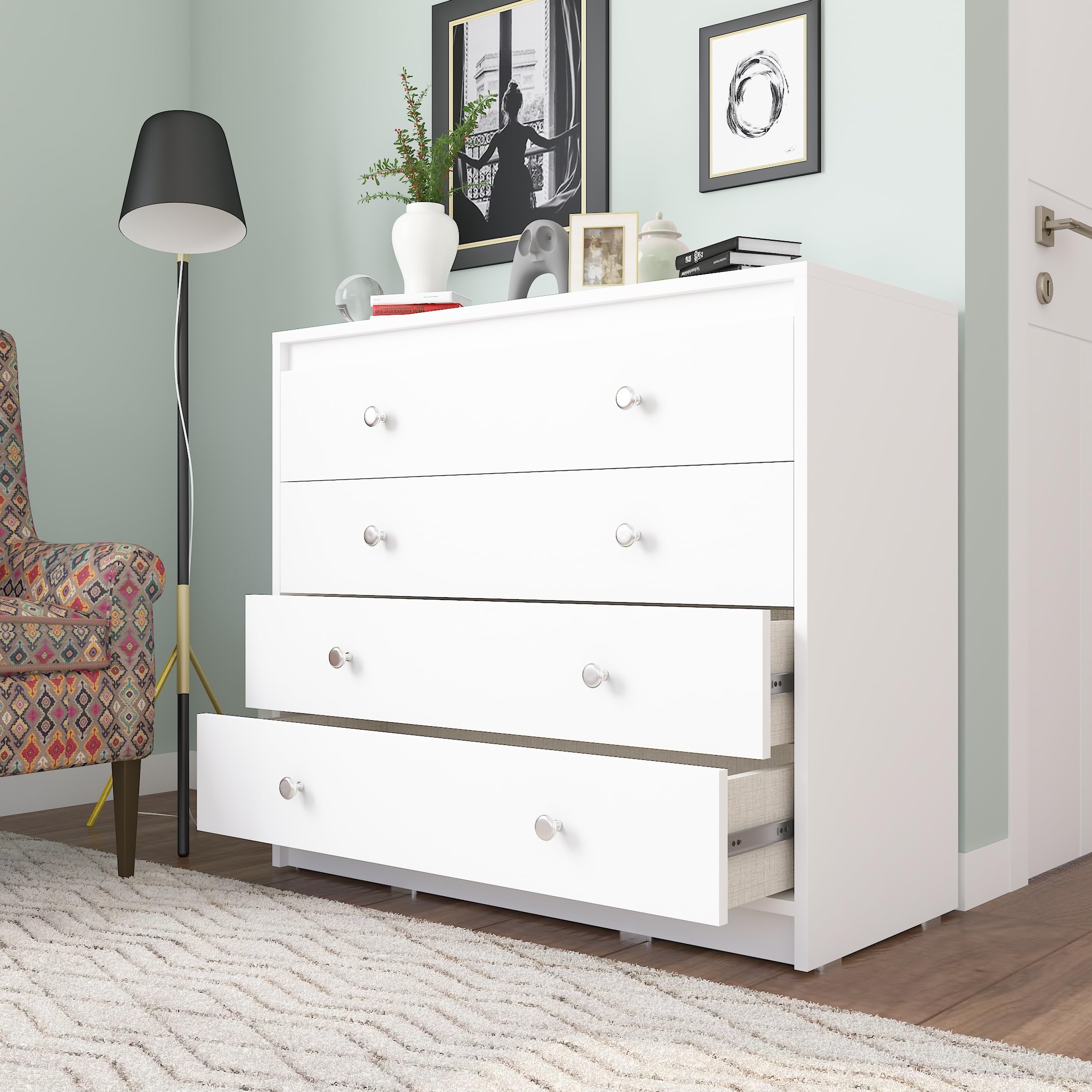 Studio Kook Majestic Engineered Wood Chest of Drawers (Junglewood, Matte Finish) (Moonshine White (Matte Finish))