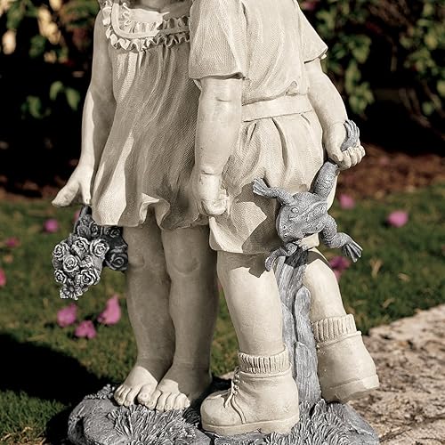 Miniatura 6 de Jóvenes novios: estatua de jardín de niños besando