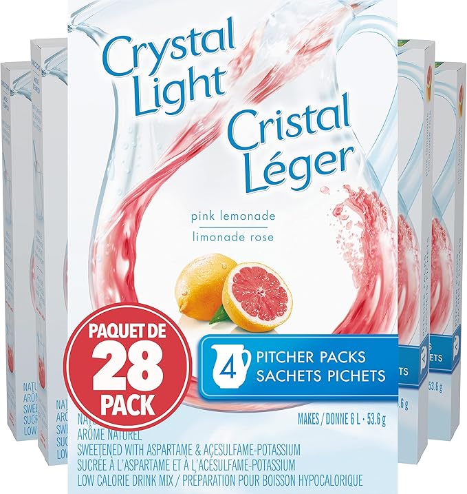 Crystal Light Pink Lemonade Pitcher Packs, 54g (28 Boxes of 4 Packets