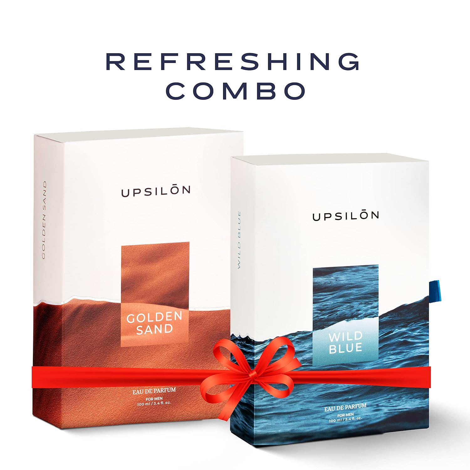 UPSILON Combo of Wild Blue & Golden Sand Eau De Parfum Premium Long Lasting Fresh & Powerful Fragrance Spray Travel Friendly Luxury Parfum Scent | Men’s Perfume | Each 100ml - Pack Of 2 - Image 2