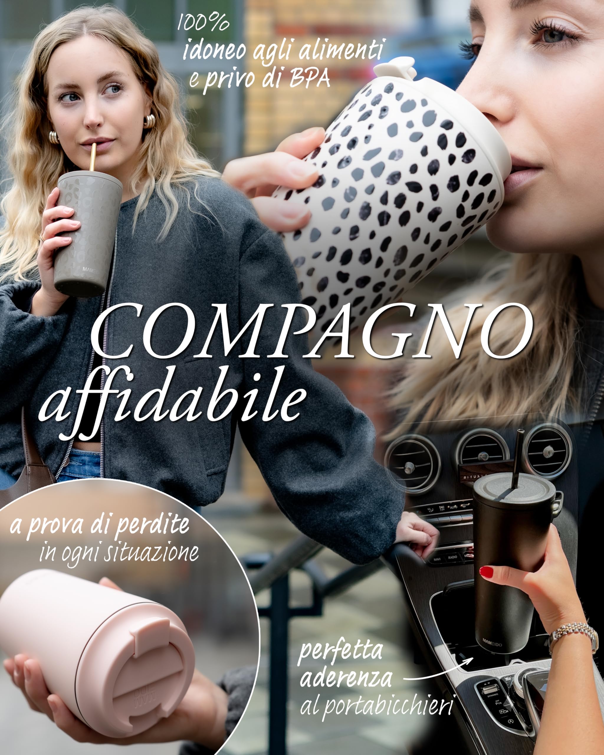 MAMEIDO Tazza da caffè termica con cannuccia 700 ml, Tazza termica, Tazze termiche acciaio inox senza BPA, Tumbler anti-perdita (Desert Sage)