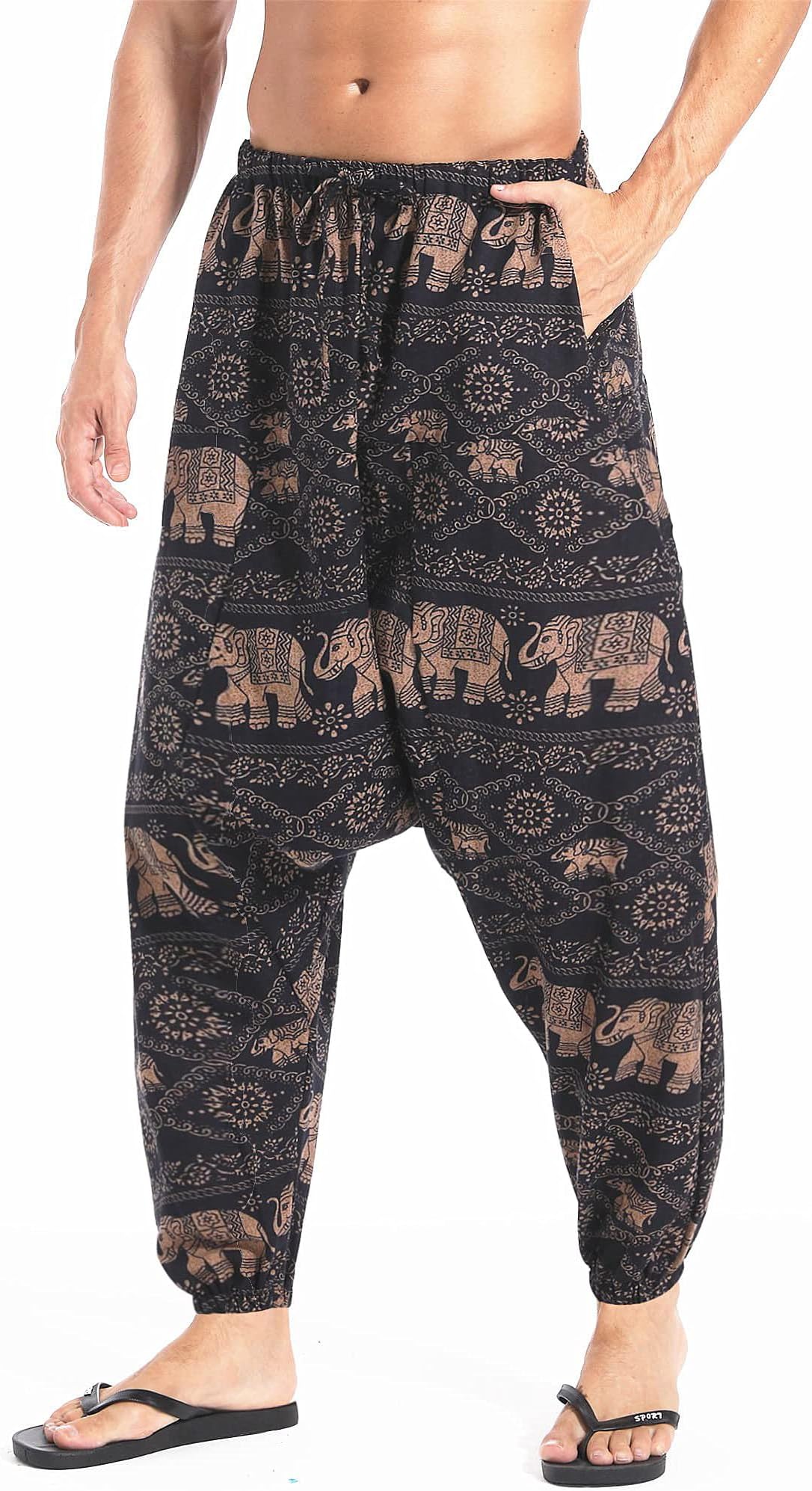 Men's Drawstring Aladdin Hippie Harem Pants Loose Drop Crotch Trousers