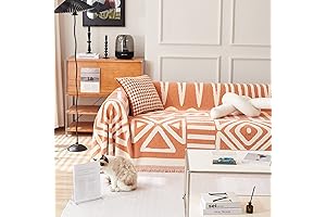 Chenille Orange Sofa Cover for Couch: Boho Sofa Throw Cover for 3 Cushion Couch