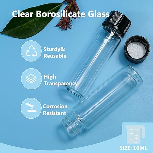 Miniatura 3 de ALWSCI Viales de vidrio de 0.54 onzas, frasco pequeño de muestra líquida, viales vacíos de vidrio de borosilicato de 0.5 fl oz con tapas, 18-400