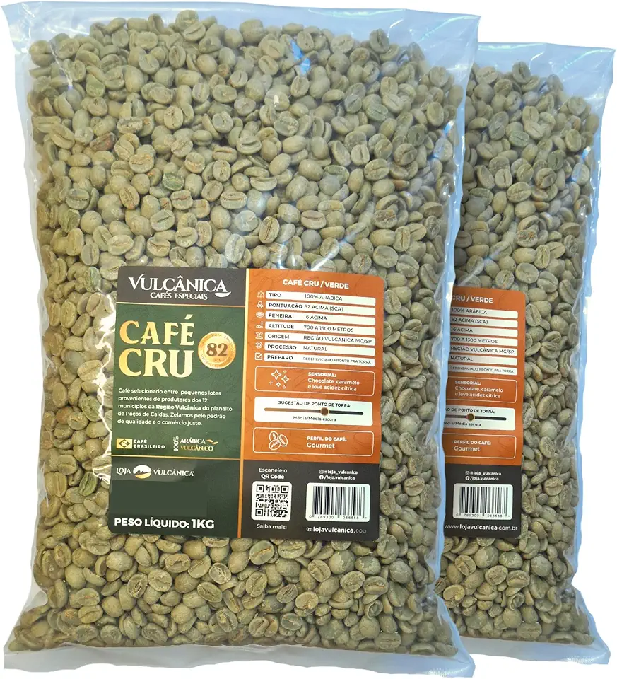 Café Arábica Verde Cru 82 pontos - Região Vulcânica 2Kg