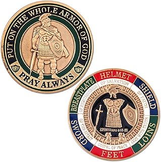 Armor of God Challenge Coin - Antique Gold - Collector's Medallion - Jewelry Quality