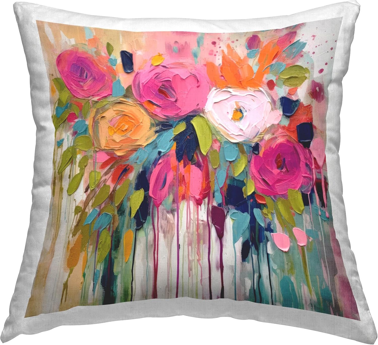 Stupell Industries Urban Paint Bouquet Indoor Printed Throw Pillow, 18 x 18, Blue