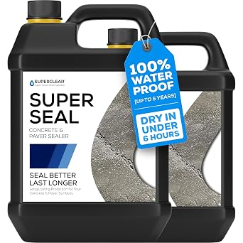 Superclear Modified Acrylic Concrete Paver Super Sealer 2 Gallon, Wet Look Penetrating Sealer for Pavers, Patios, Pool Decks, and Driveways, Pet Friendly Zero VOC