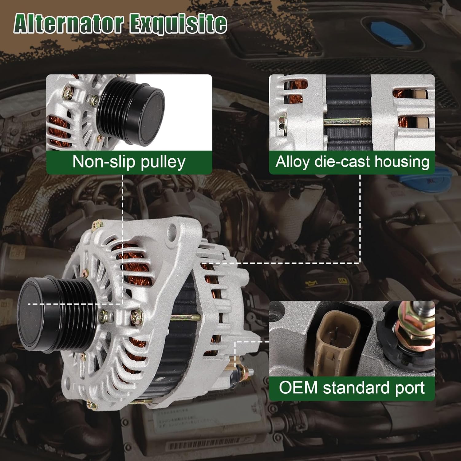 Alternator 11231 Compatible with Chrysler 200 11-13, for Sebring 07-10, for Dodge Avenger 08-13, for Caliber 07-12, for Jeep Compass 07-17, for Patriot 07-17 Automotive Alternators Replacement 11231N