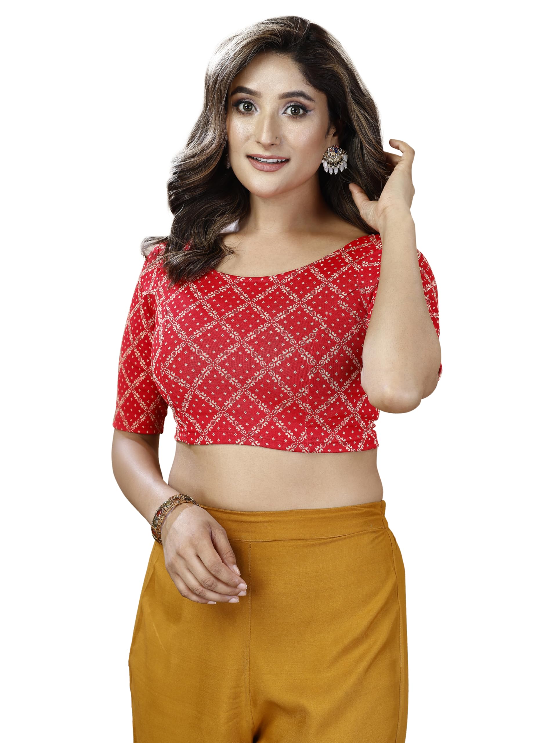 oomph! Women's Polyester Half Sleeve Fitted Blouse-picture-12