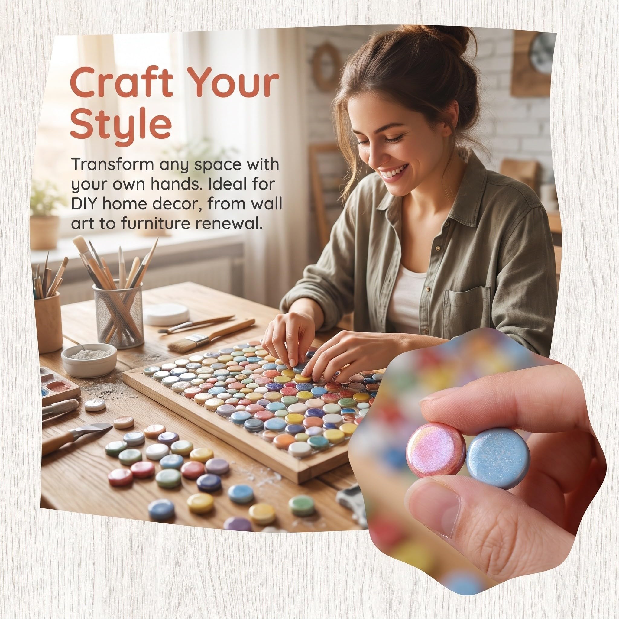 Toyvian Baldosas de Mosaico de Vidrio para Manualidades Diy, Redondas