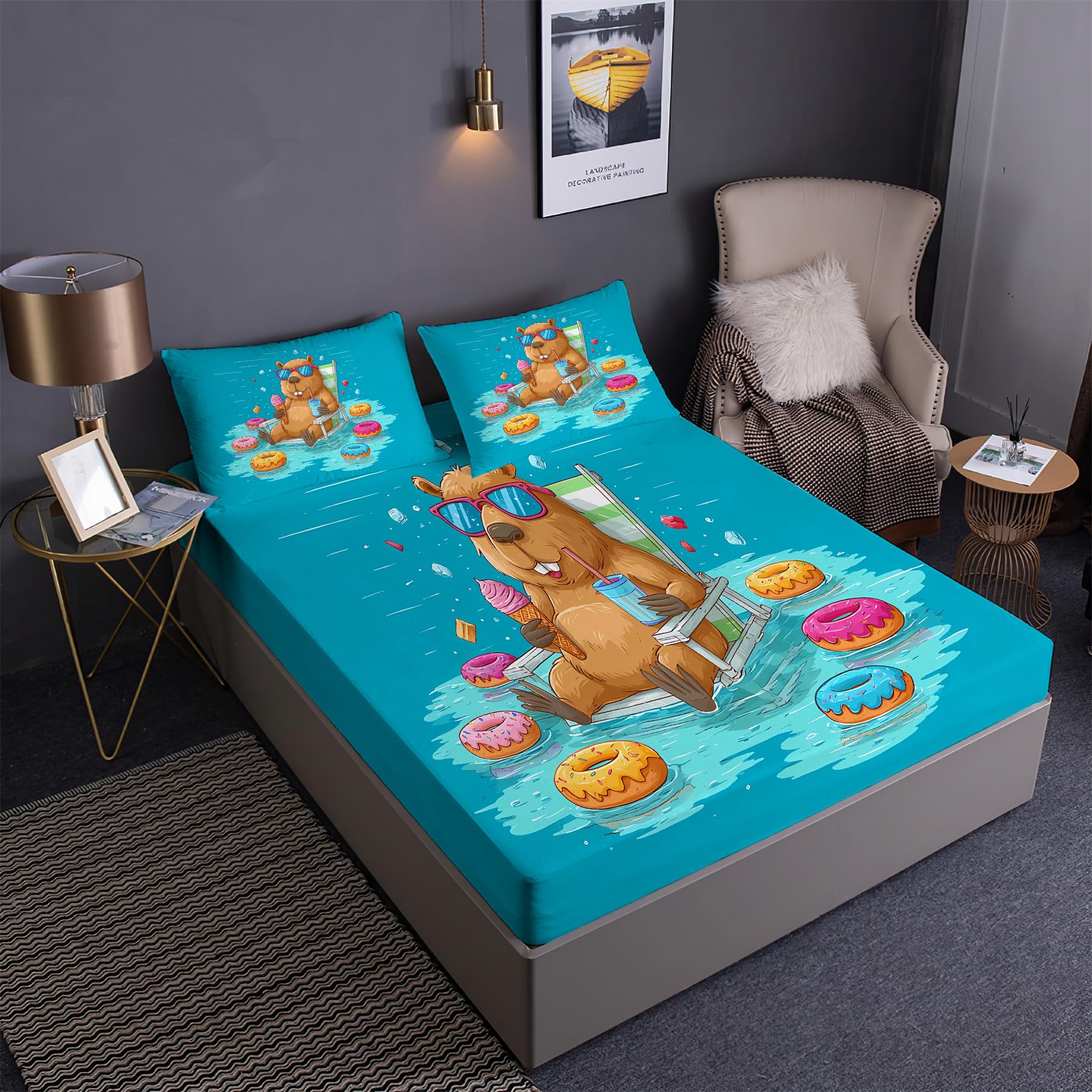 Drap housse capybara cosy DEZEE transforme votre chambre king en un cocon de douceur