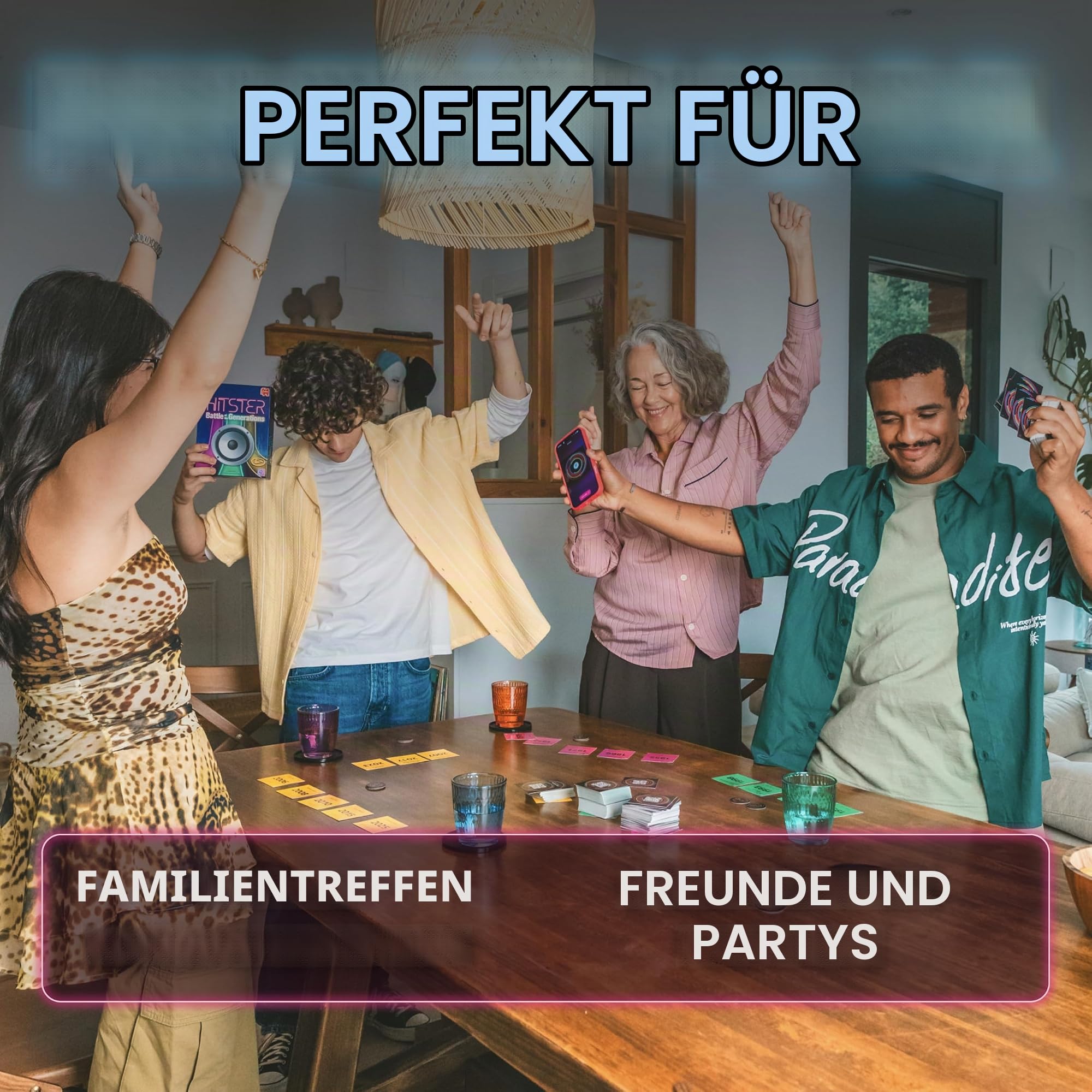 Hitster Battle of the Generations NL – Muzikale Party Bordspel met 420+ Nummers Door de Jaren Heen, 3 Tijdperken Vinyl tot Cassette tot Streaming – App‑Verbonden Quiz voor Volwassenen & Families (NL)
