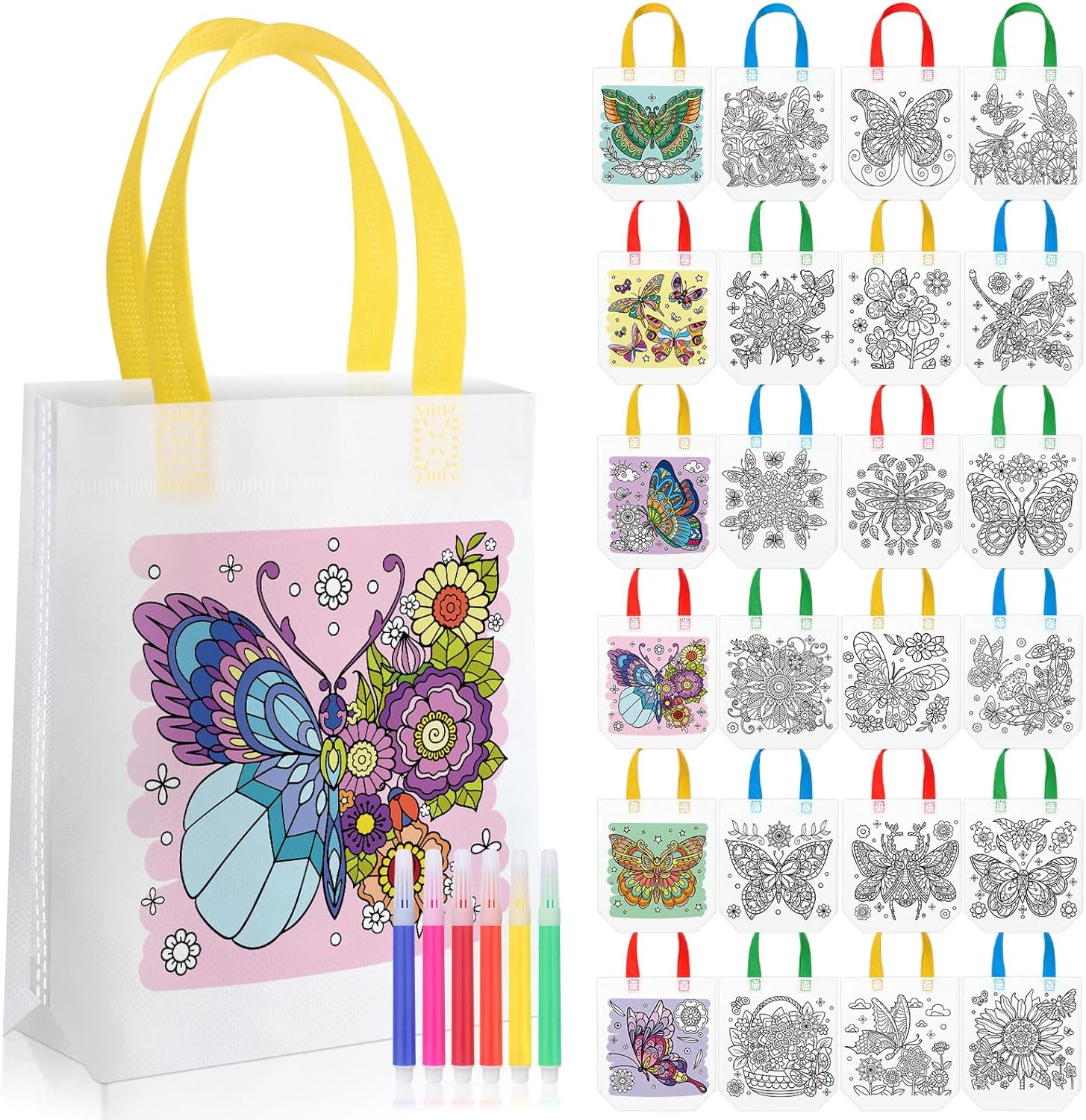 24 Pcs Butterfly Coloring Goodies Bags Kids DIY Crafts