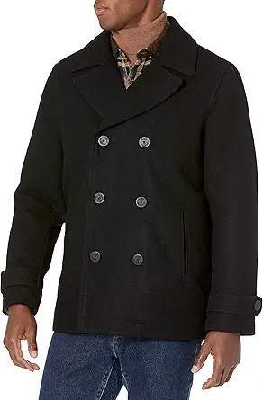 Amazon Essentials Men's Double-Breasted Heavyweight Wool Blend Peacoat