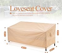 Vista 7 de WJ-X3 Funda para sofá biplaza de 2 plazas, impermeable, resistente a los rayos UV y al viento, 58 x 40 x 35 pulgadas, beige
