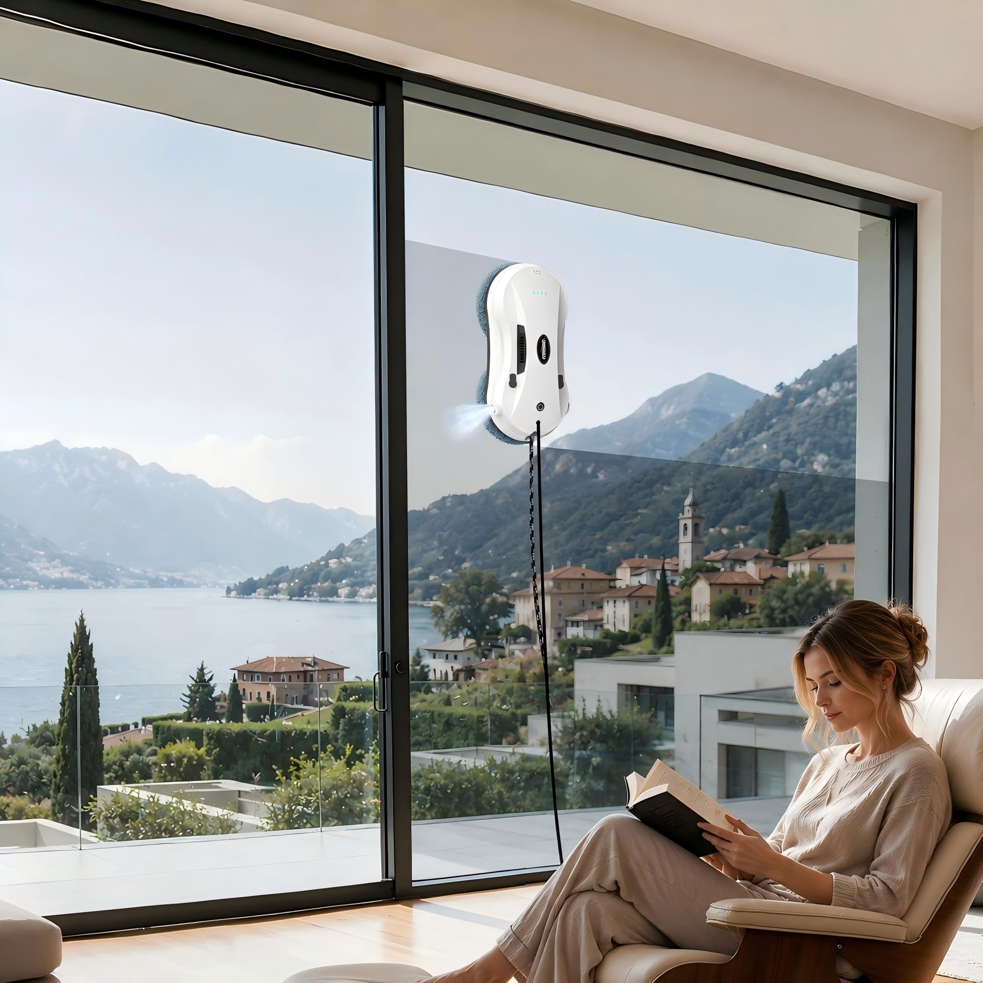C200 Fensterputzroboter, Fensterroboter mit Automatischem Wasserstrahl, Intelligenter Navigation, Fensterreiniger Roboter Elektrisch für Innen- und Außenfenster, Glas, Fliesen