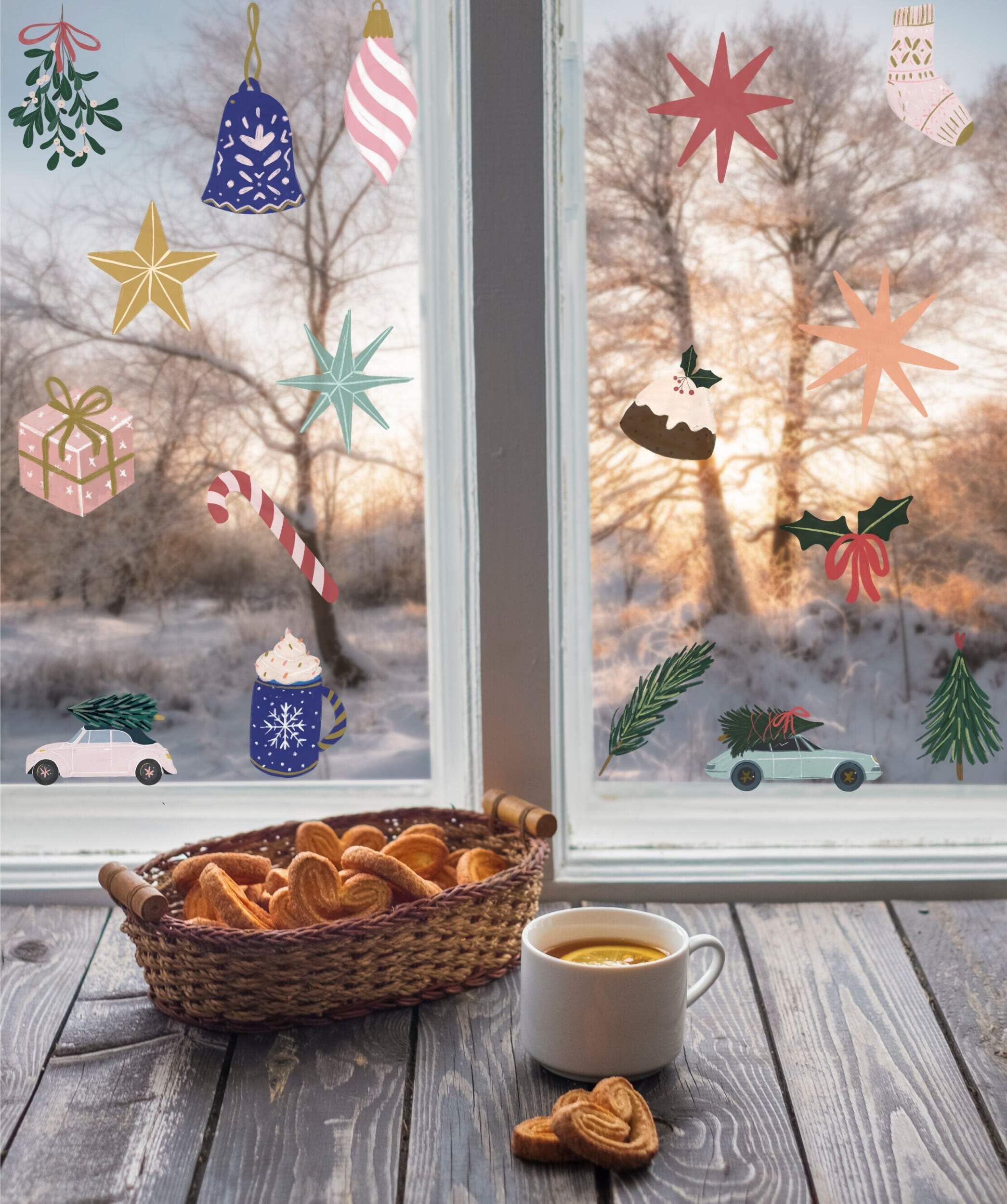 Quotemywall Light/White Multi Pack Holiday Decor Christmas Window Decals Stickers