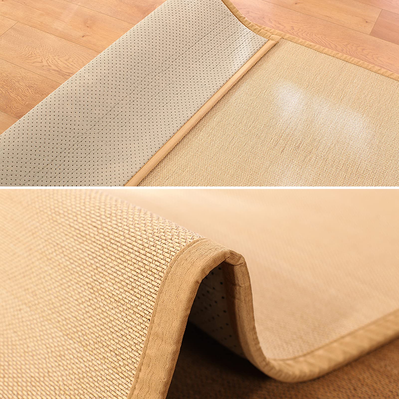 Tappeto Bamboo Intrecciato,Pavimento Stuoia,bay Window Pad da 2,5cm di Spessore,Stuoia Estate,per Spazio di Meditazione/Yoga/Sala Zen,con Imbottitura in Morbida Spugna (W140xH280cm/55 x110)