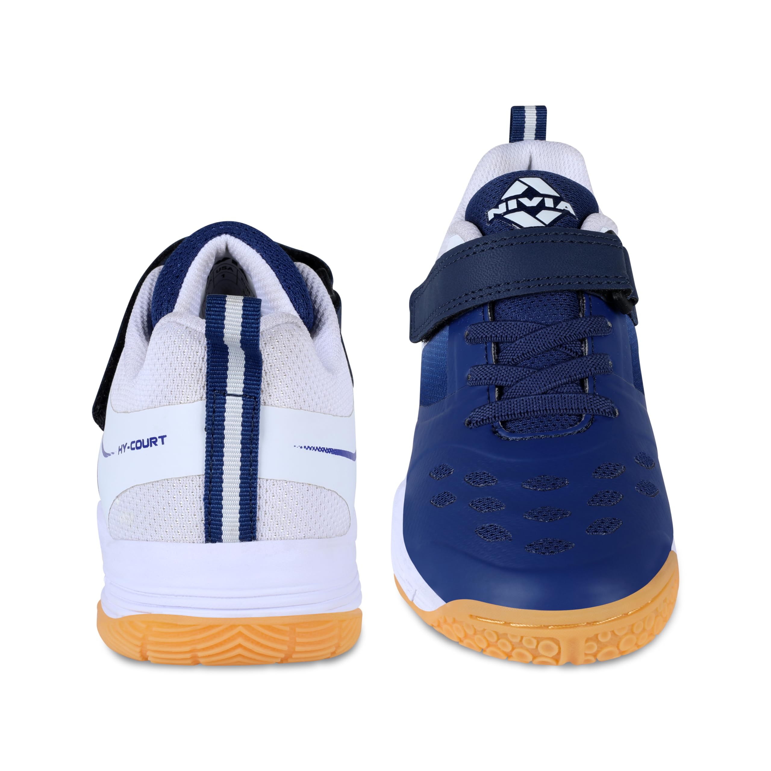 Nivia HY‑Court 3.0 Badminton Shoes for Kids, Breathable Mesh & TPU Upper, Duo‑Foam Midsole, Non‑Marking Multi‑Directional Rubber Sole, Ideal for Junior Court Sports (Blue/White), UK10 4