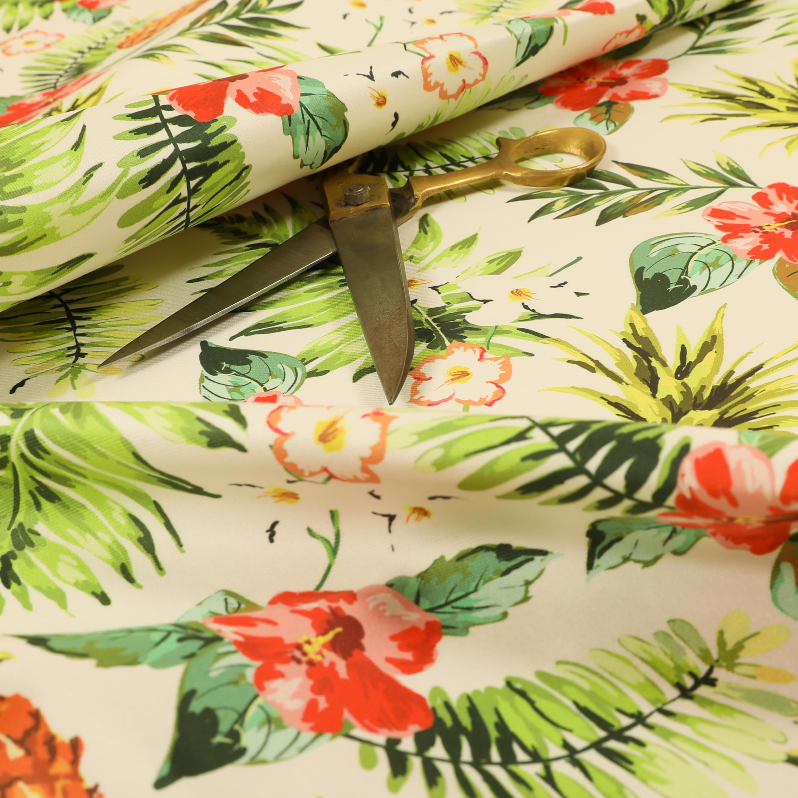 Redbrick Mill Fabrics Flame Retardant Colourful Floral Pineapple Theme Pattern Printed Velour Velvet Upholstery Fabric (Per Metre)