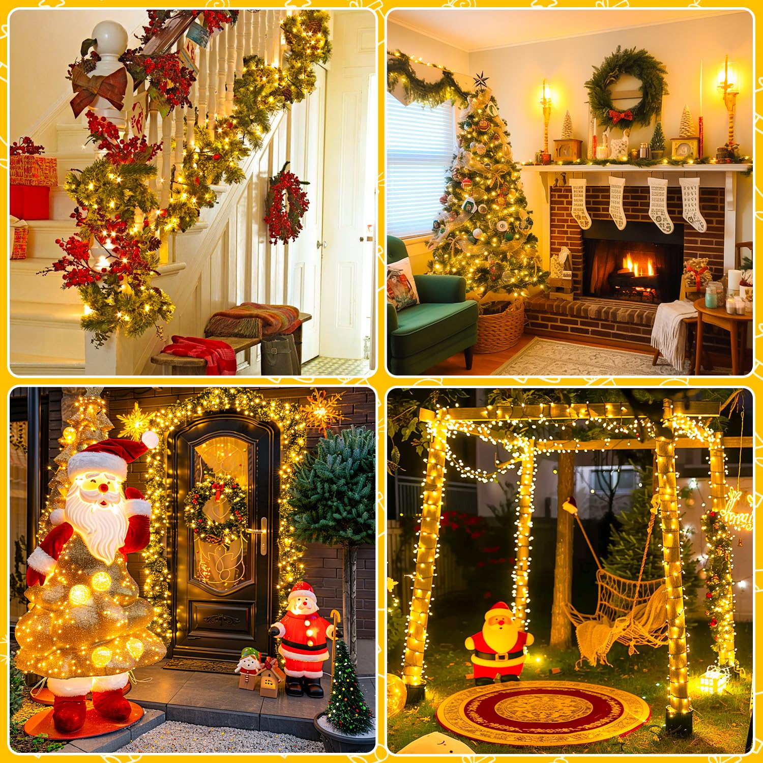 ゆうゆめ♡2点☆北欧風メルヘン＆ゴージャスクリスマスリース☆☆玄関飾り☆ Amazon.com: JMEXSUSS 500/400 LED Christmas Lights Green Wire