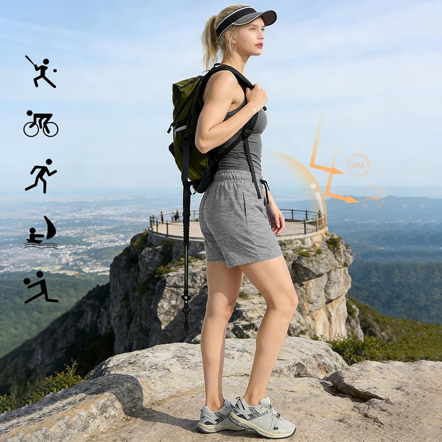 HovSiyla 5 Pack Women Quick Dry Shorts Moisture Wicking Pockets Lightweight Gym Workout Running Summer Athletic Casual Wear - Image 3