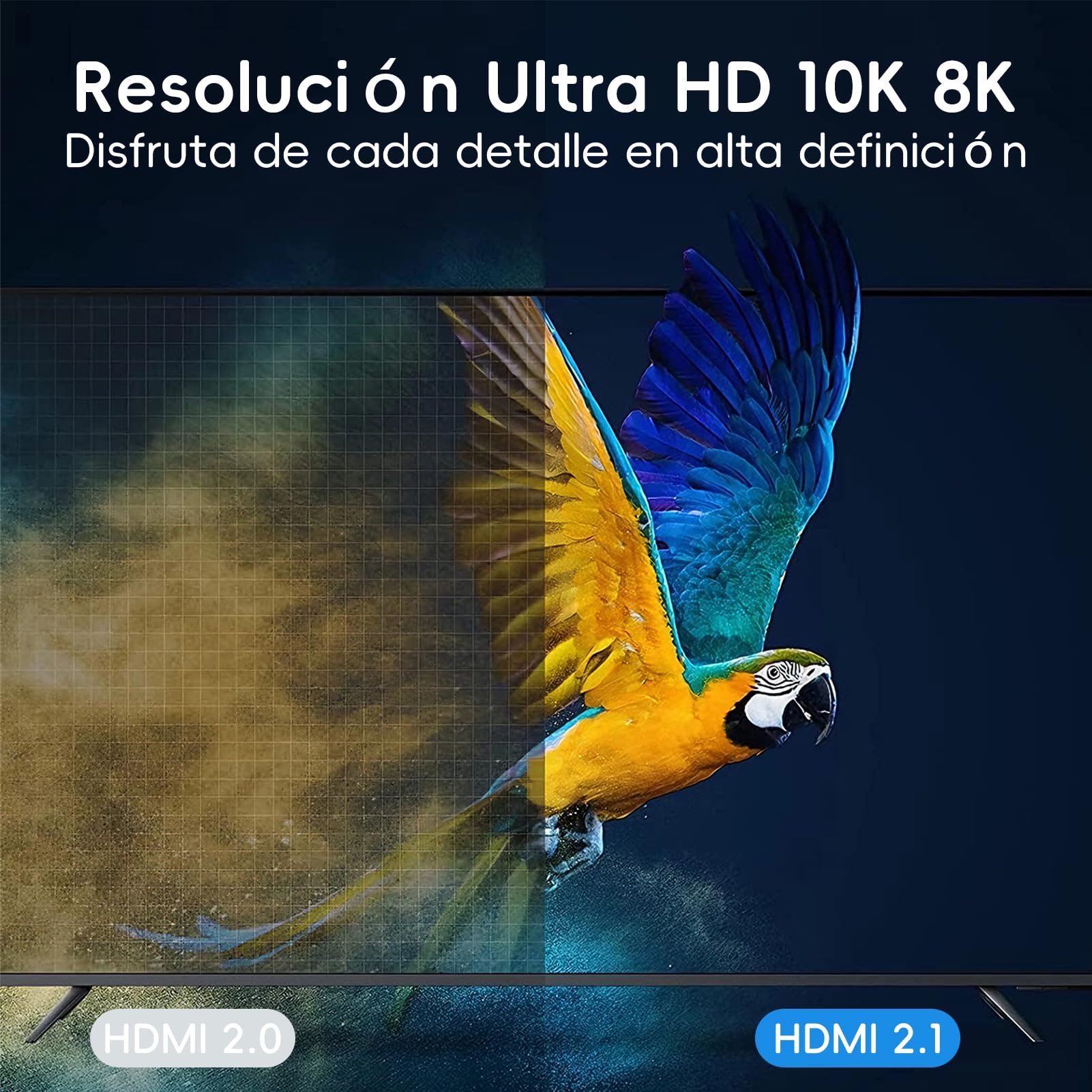 Kryoza Cable HDMI 5 metros,Cable HDMI 2.1 5m 8K@60Hz 4K@120Hz 7680P Ultra Alta Velocidad Soporta HDR10 3D eARC HDCP2.2&2.3,Compatible con PS5/4 X-Box/HDTV/Blu-ray Player/Proyector/Monitor/PC — view 5