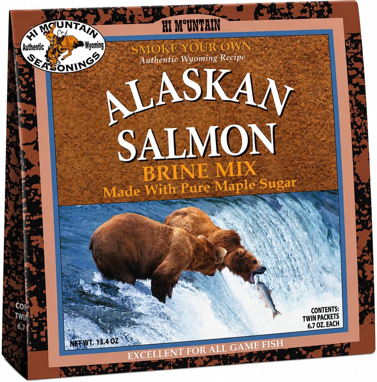 Hi Mountain Seasonings Fish Brine Mix | ALASKAN SALMON | Fish Brine for Smoking | Create Delicious Smoked Salmon | Includes Two Seasoning Packets