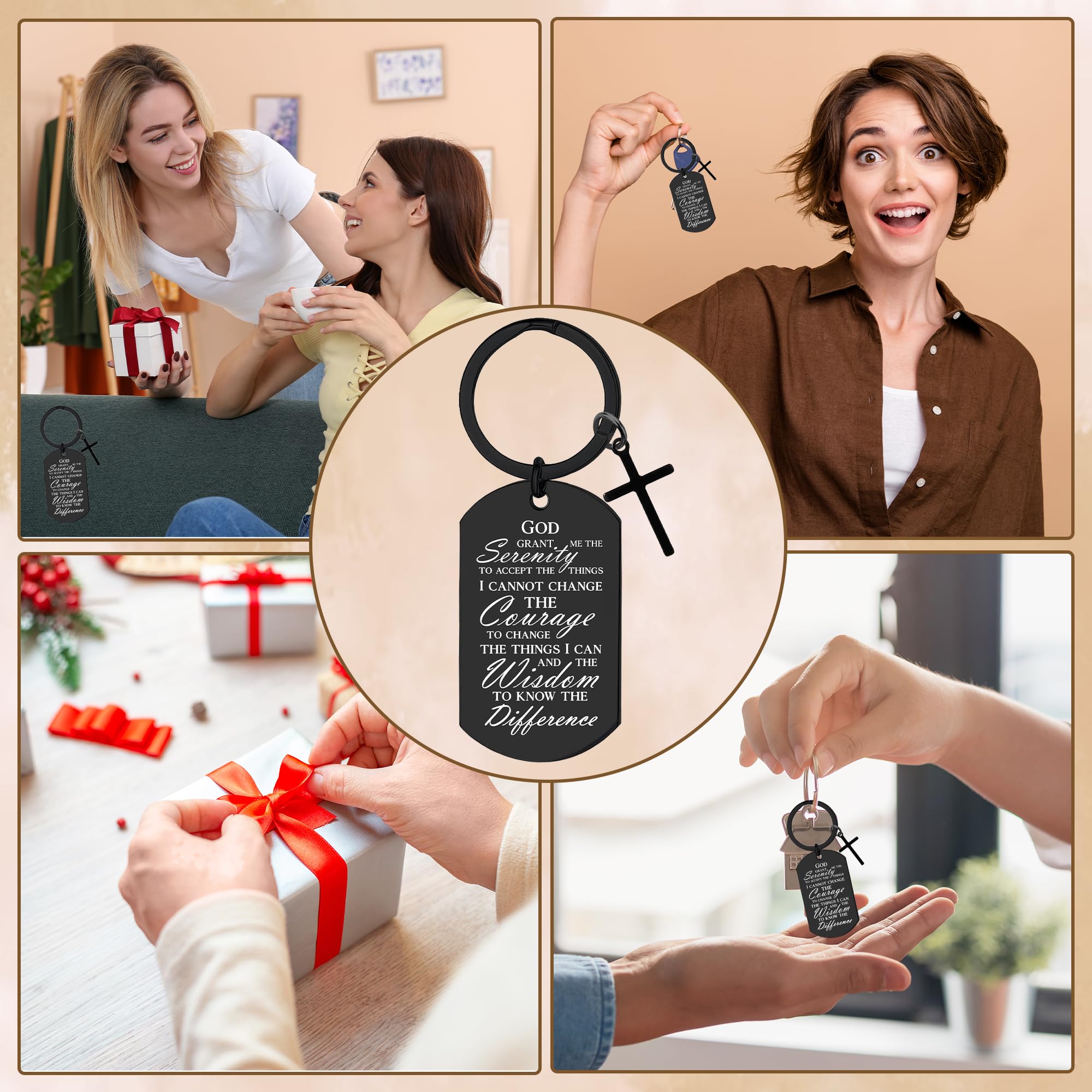 Serenity Prayer Gifts for Women Men - 1 Year Sober Bible Verse Keychain, Inspirational Sobriety Christian AA Recovery Gift