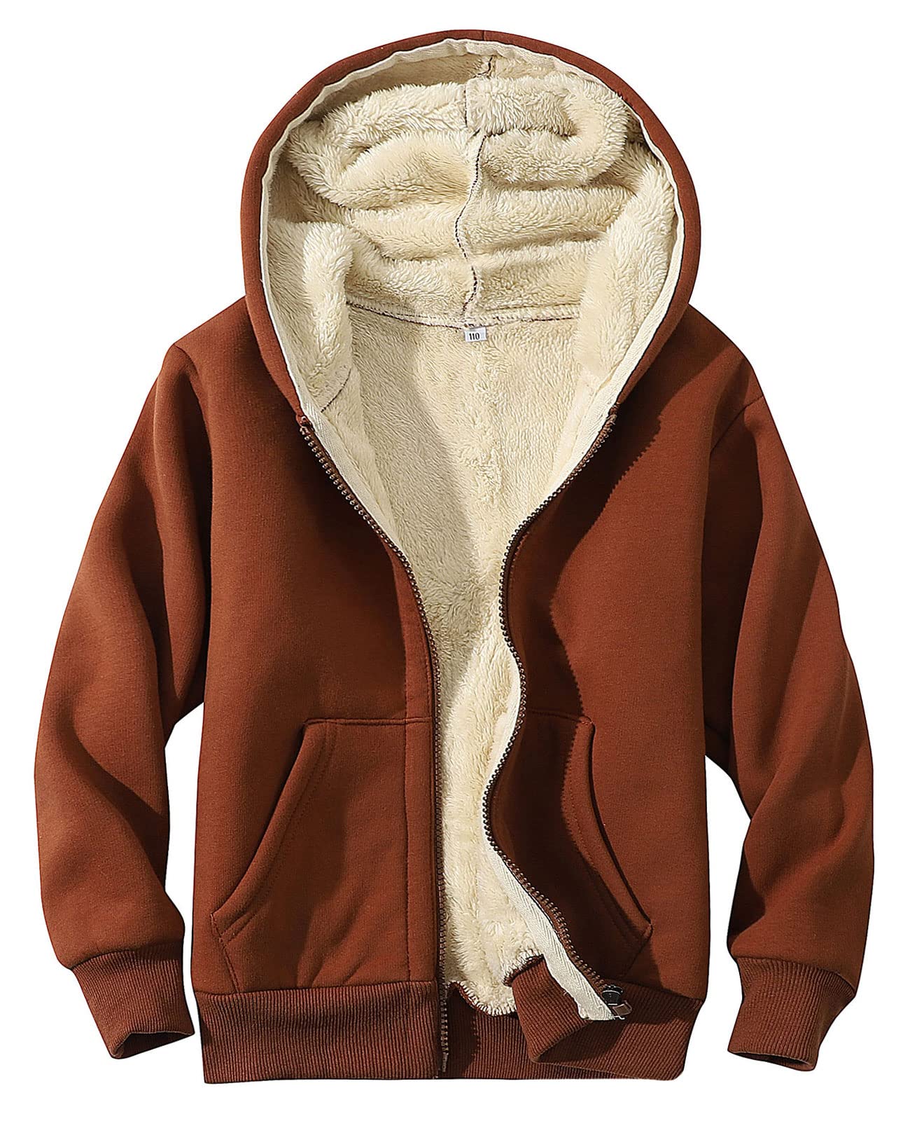 Gihuo Kids Fleece Jacket Sherpa Lined Zip Up Hoodie
