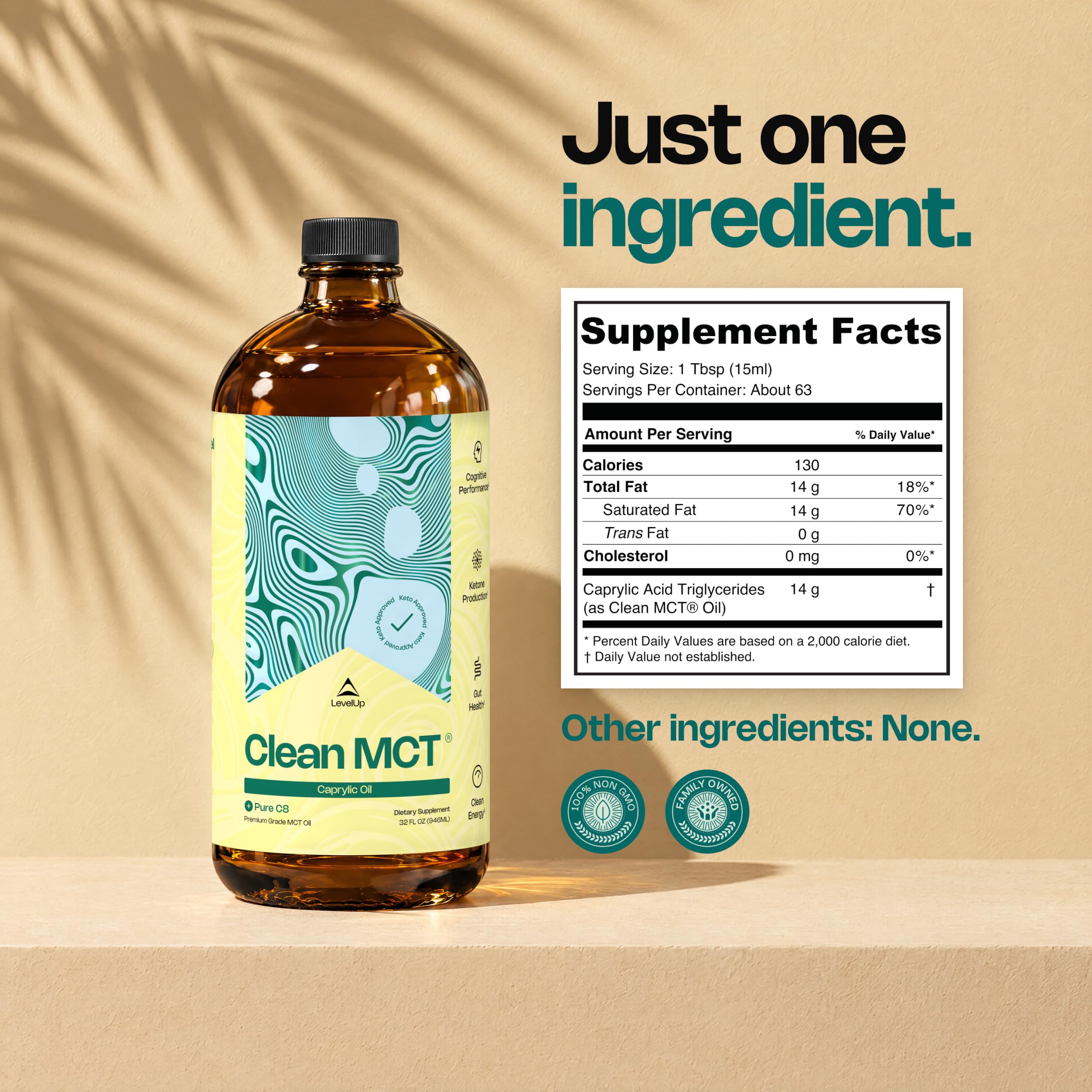 LevelUp Clean MCT Oil, 100% C8 Caprylic Acid, Keto, 32 oz Glass Bottle — Amazon image 9