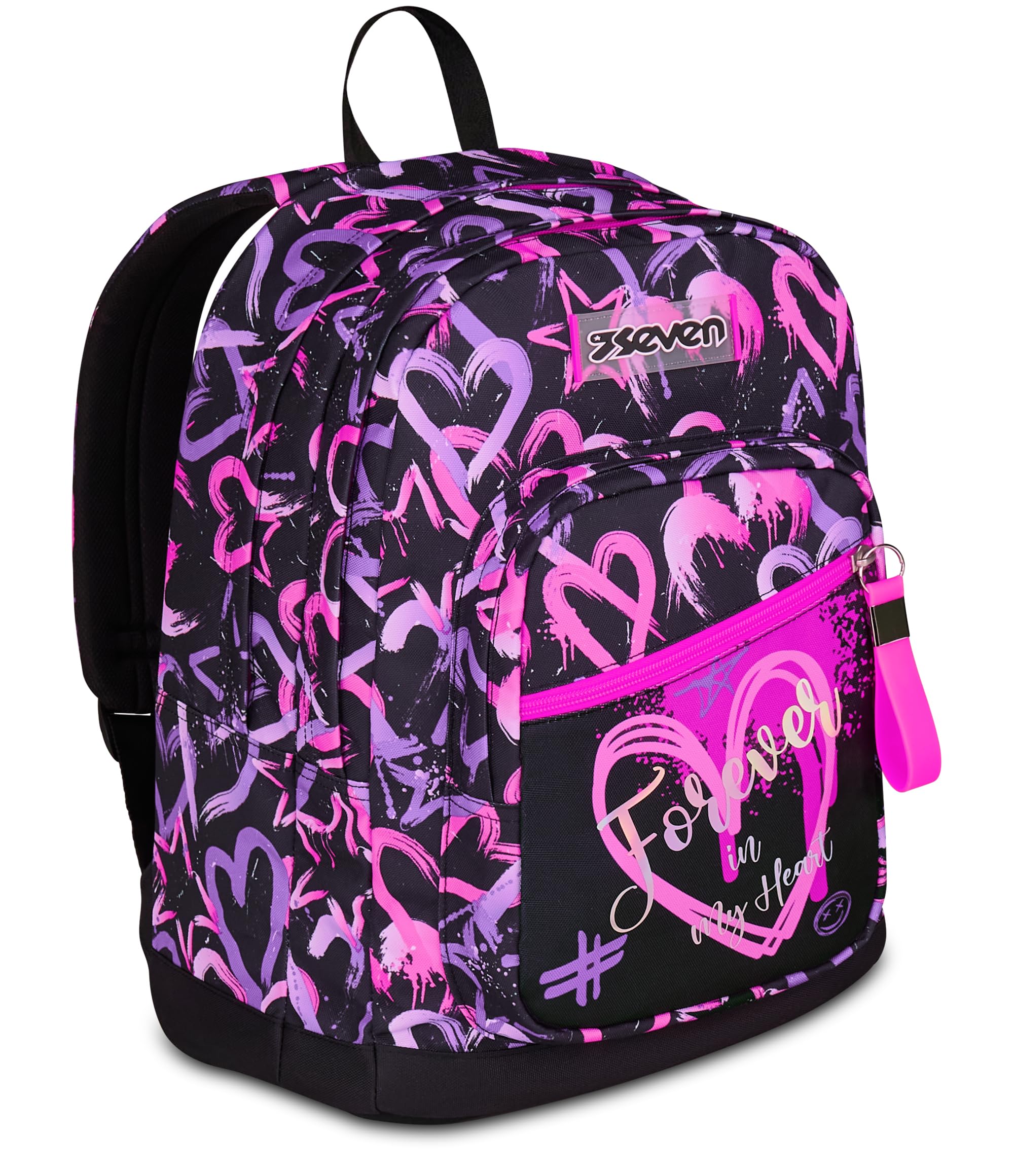 Seven Zaino New Fit, Doppio Scomparto, Tasca Porta Borraccia, Scuola e Tempo Libero, Lovely Elements, Bambine e Ragazze, rosa/viola