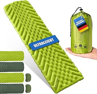Isomatte Ultraleicht Outdoor Camping Matratze I 500g Isomatte Ultraleicht und extrem kompakt Schlafmatte I Erholsamer Schlaf beim Camping u. Outdoor - Grün