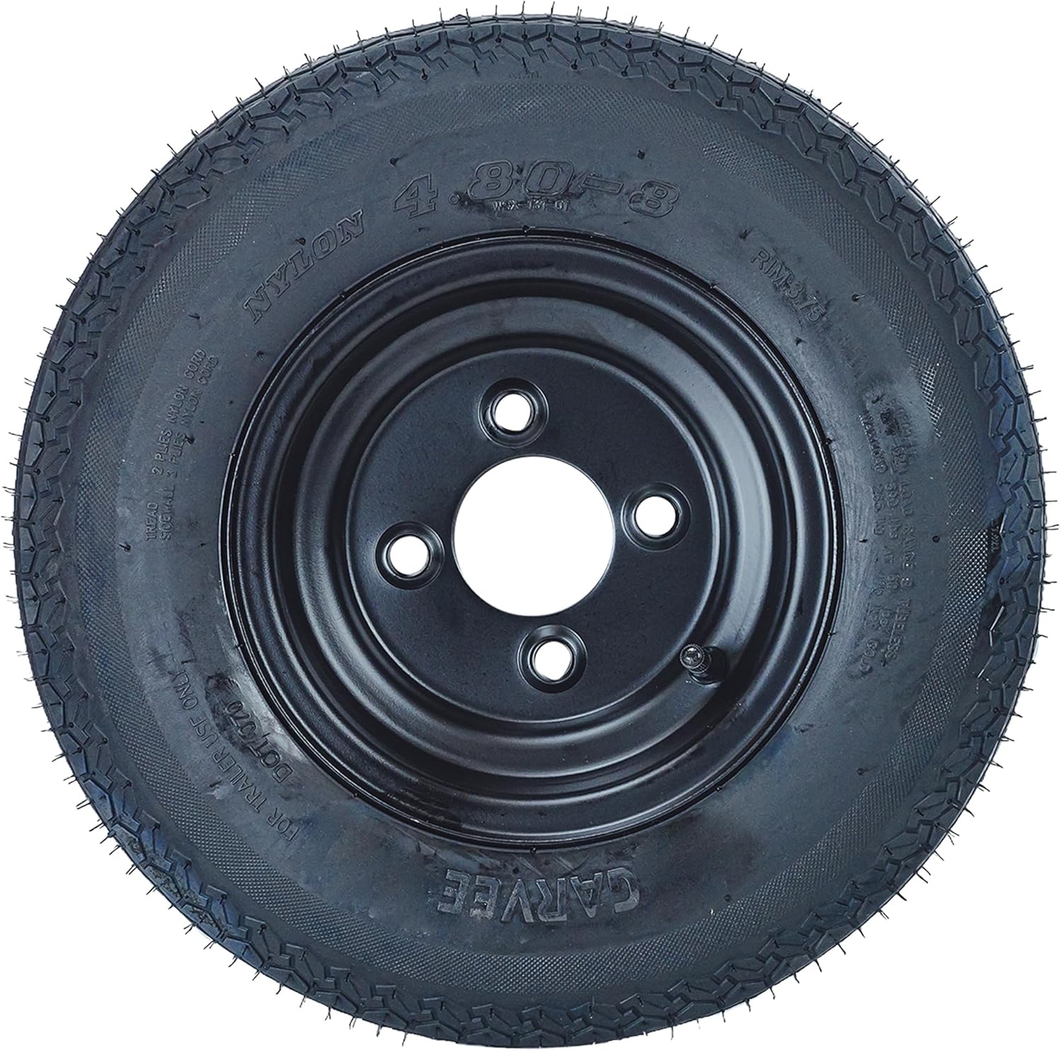 Set of 2: 4.80-8 Trailer Tires with 8" Black Rim - 6-Ply Load Range C - 4 On 4" - Heavy Duty Tires Wheels for Camping, Utility, Boat Trailers