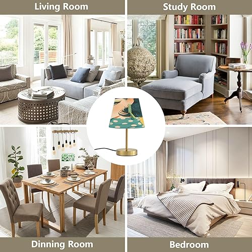 Miniatura 6 de FRODOTGV Retro Young Women Blush Table Lamps 3 Level Brightness Bedside Lamps with Shade for Living Room, Bedroom, Dorm Metal Base