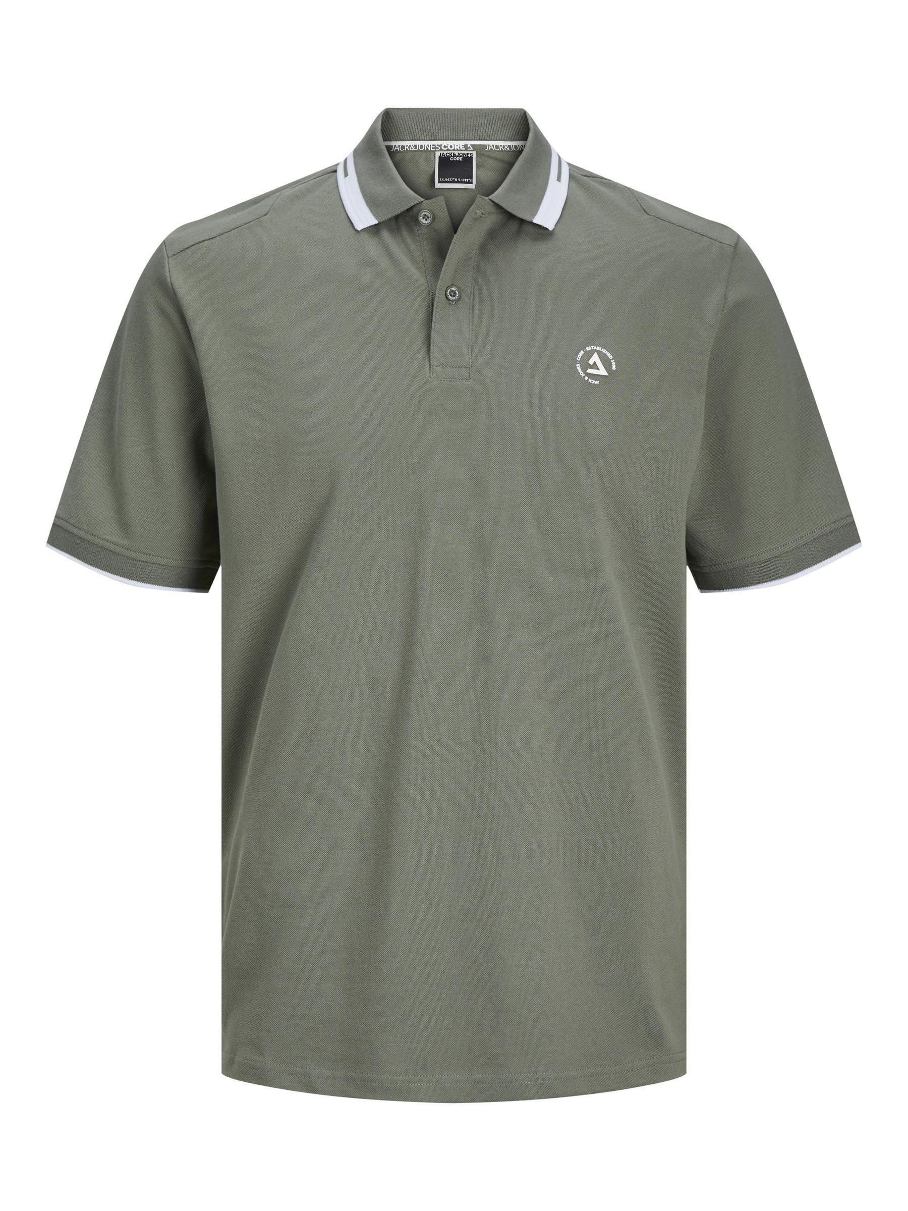 JACK & JONES Men's Jcohass Logo Polo Ss Sn Polo Shirt, Agave Green, S