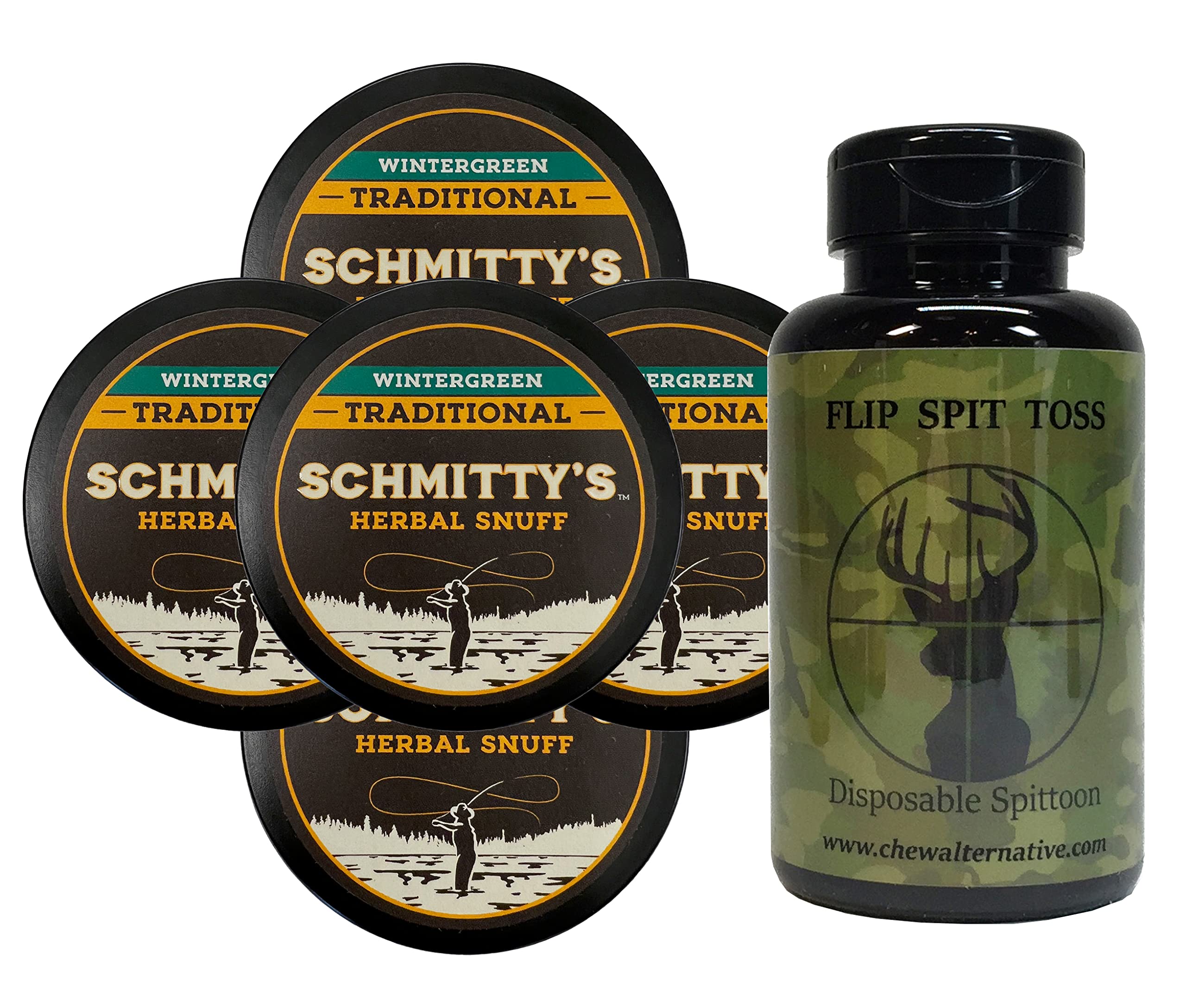 Snuff Wintergreen Mountain Herbal Chew Fake Dip No Tobacco 5 Can Pack (Deer Hunter MB)