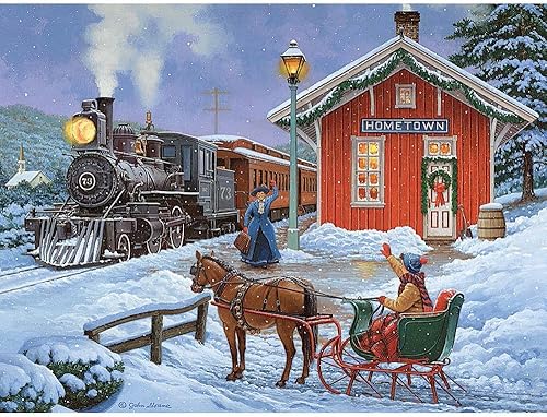 Miniatura 2 de Bits and Pieces Rompecabezas grande de 300 piezas que brillan en la oscuridad para adultos - Hogar para las vacaciones por el artista John Sloane -