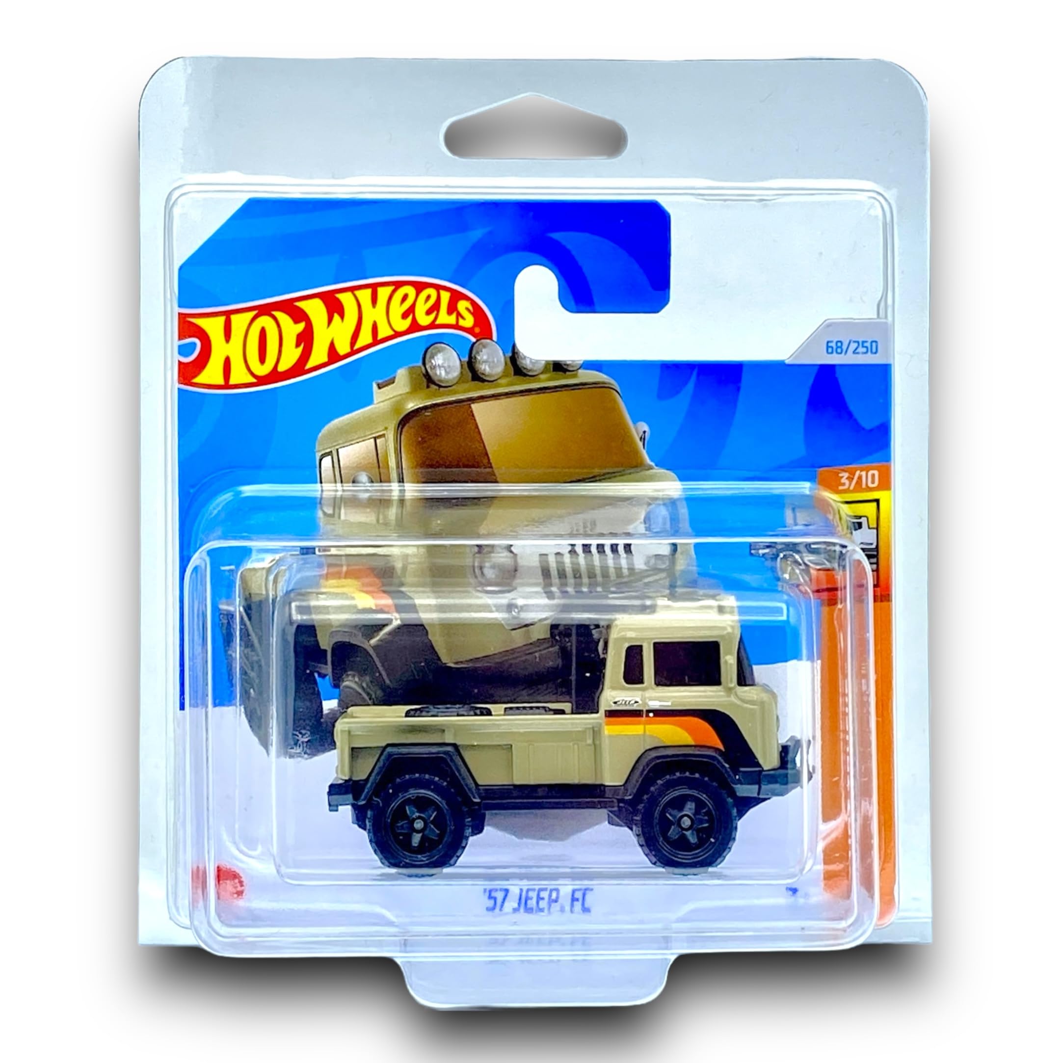 Hot Wheels '57 Jeep FC (Light Brown & Black) 3/10 HW Hot Trucks - 2024-68/250 (Short Card) - COMES IN A KLAS CAR KEEPER SHORT CARD PROTECTOR CASE - HTC30