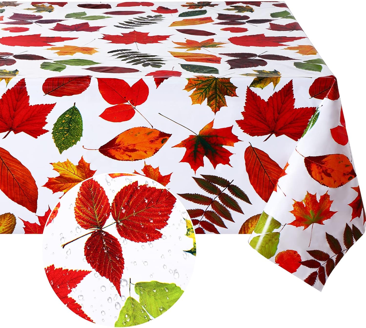 Amazon.com: Thanksgiving Fall Tablecloth 3 Pieces Plastic Autumn Leaves ...