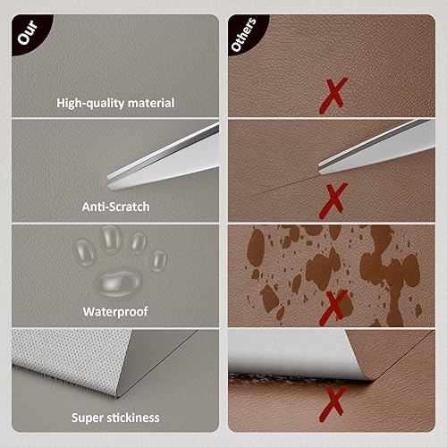 Miniatura 6 de NRGready Parche de reparación de cuero para muebles, 15.7 x 118 pulgadas, autoadhesivo, color negro