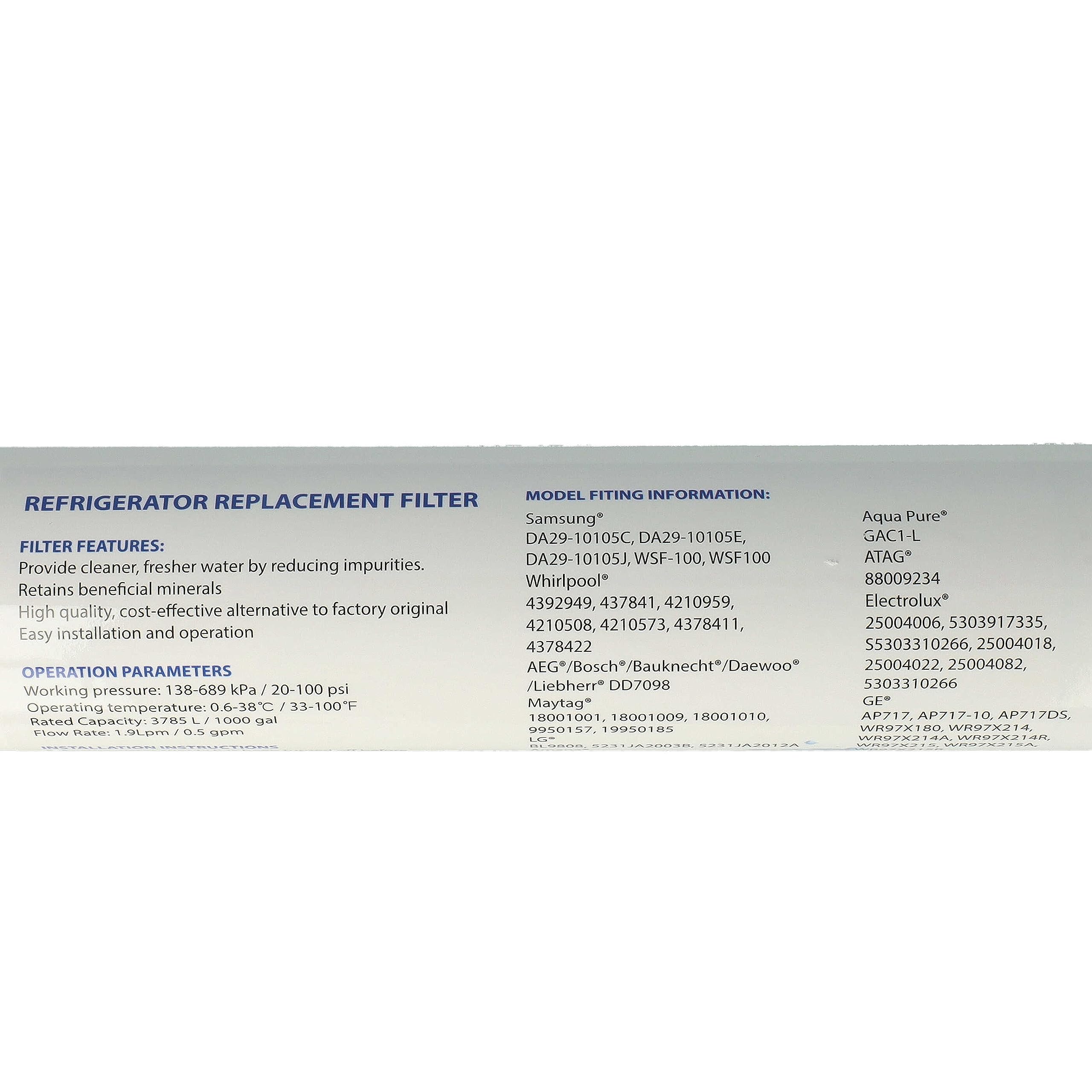 Vhbw 3x Wasserfilter Für Siemens Kühlschränke - 1325L Filterleistung