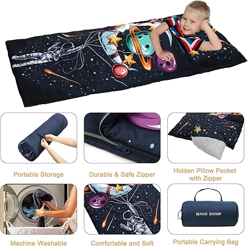 Miniatura 2 de hallo bunny - Saco de dormir para niños, saco de dormir de astronauta espacial para niños y niñas, saco de dormir con almohada, sacos de dormir para