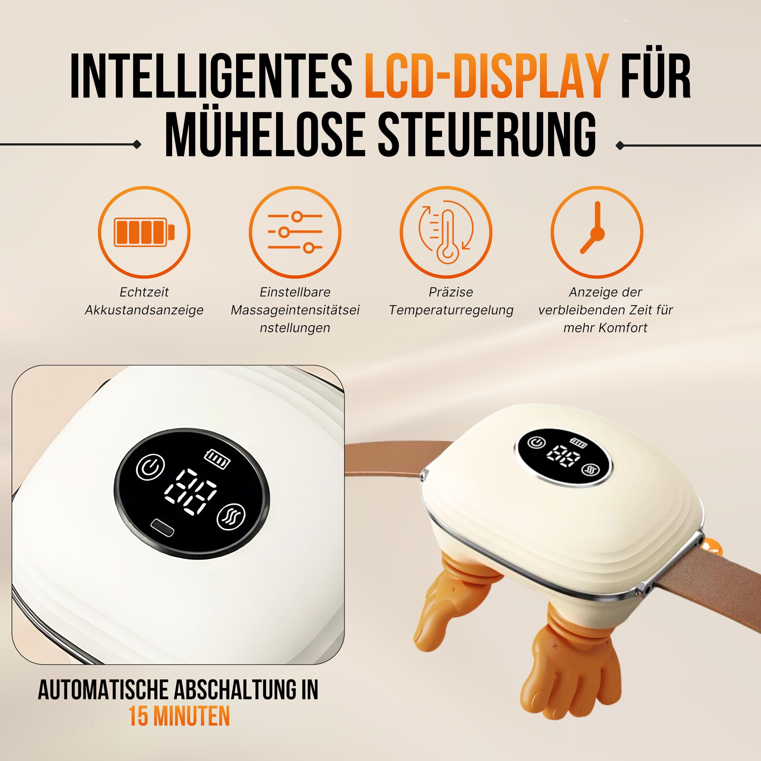 BeFit24 Nackenmassagegerät mit Wärmefunktion – Kabelloser Schulter- & Nackenmassager mit 4D Tiefenmassage, LED-Display, Wiederaufladbares Massagegerät gegen Nackenverspannungen und Muskelschmerzen