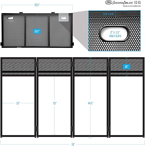 Miniatura 3 de AxcessAbles - Cabina de fachada portátil para DJ con bandas de iluminación en blanco y negro, fundas de transporte, mesa de DJ de pie - 40 x 20