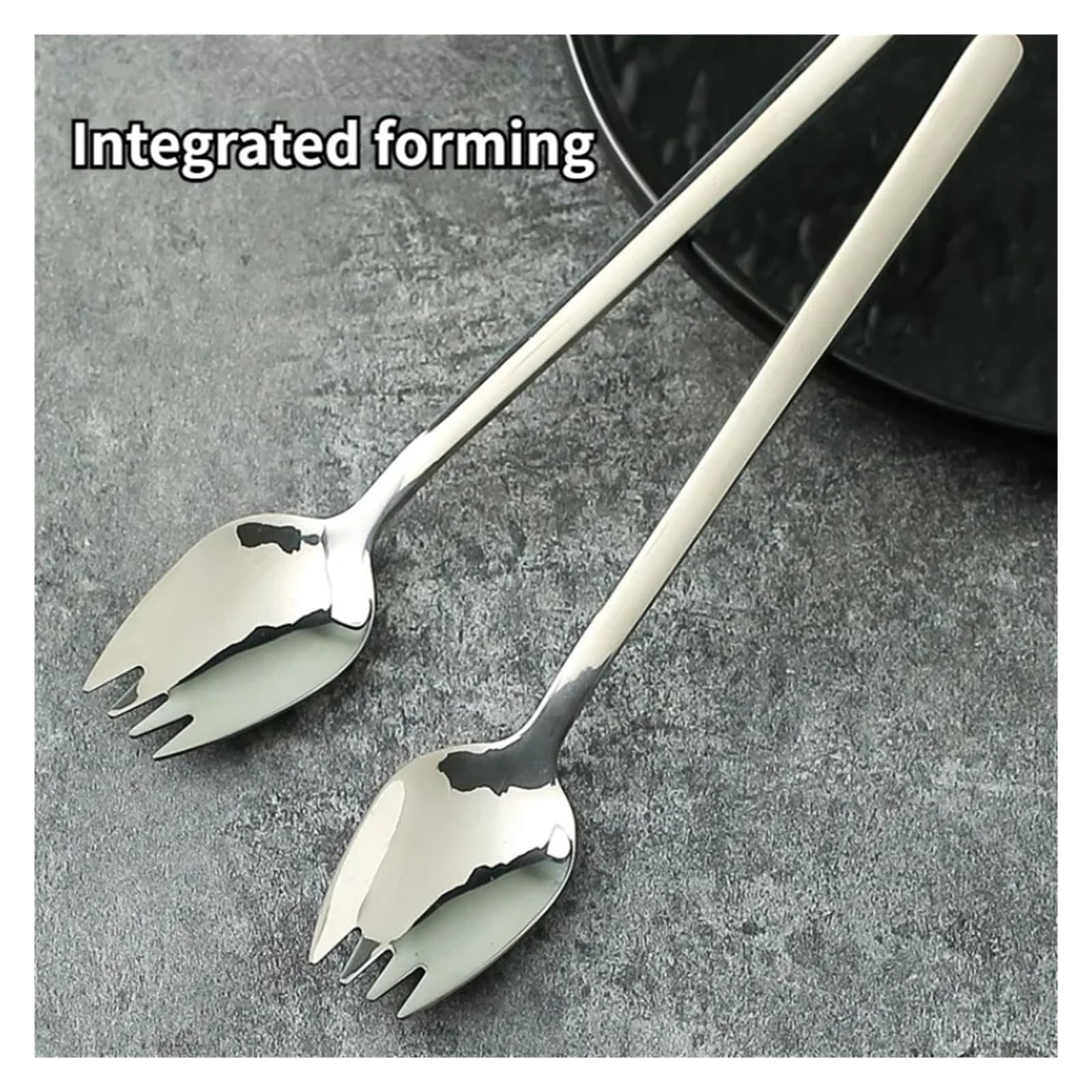 Tenedor de Acero Inoxidable for Frutas, Cuchara, Mango Largo, for Helado, Ensalada, Postre, vajilla, práctico Tenedor Occidental multifunción Plateado(25PCS)