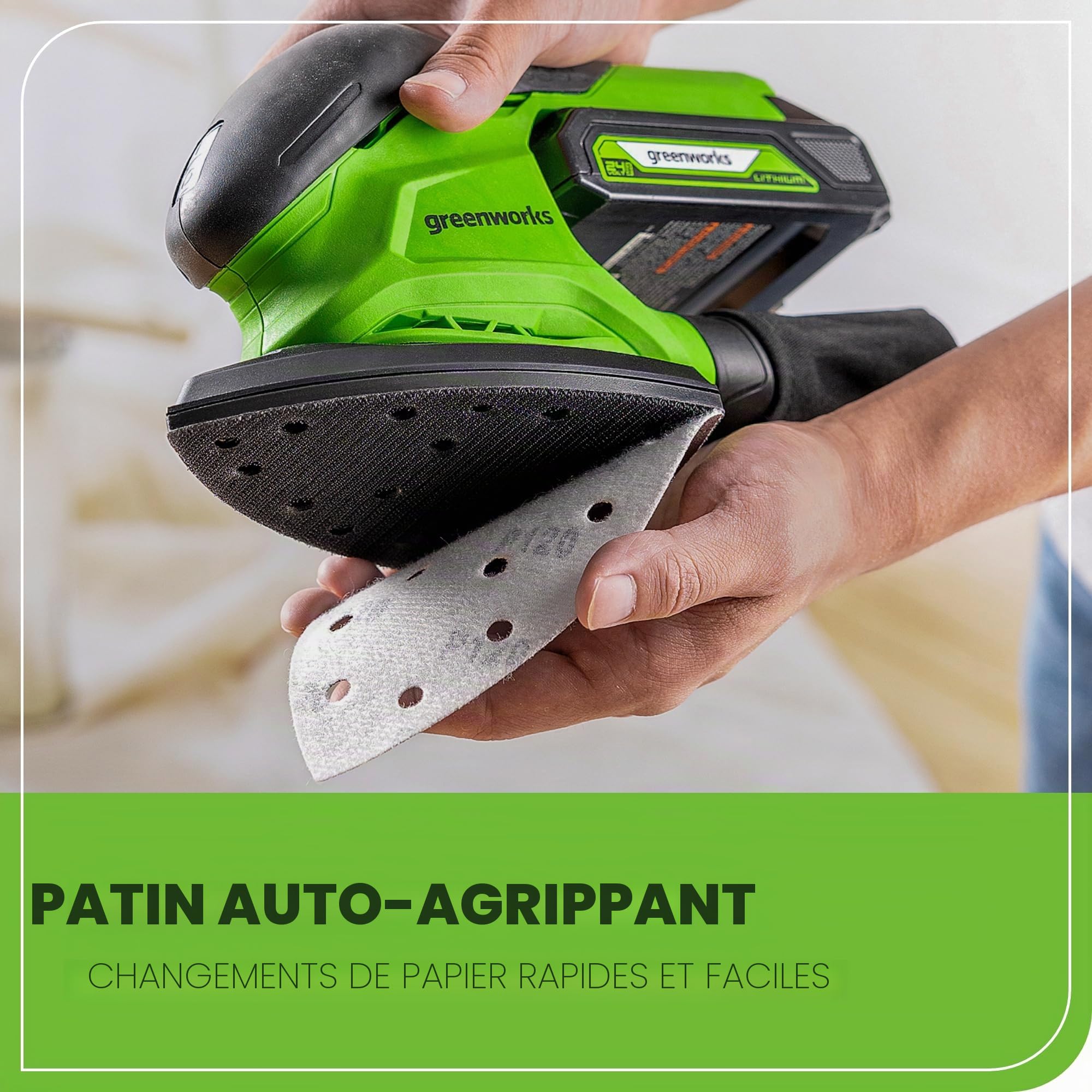Greenworks Ponceuse de finition sans fil 24 V 11 000 OPM, outil uniquement (batterie et chargeur vendus séparément)