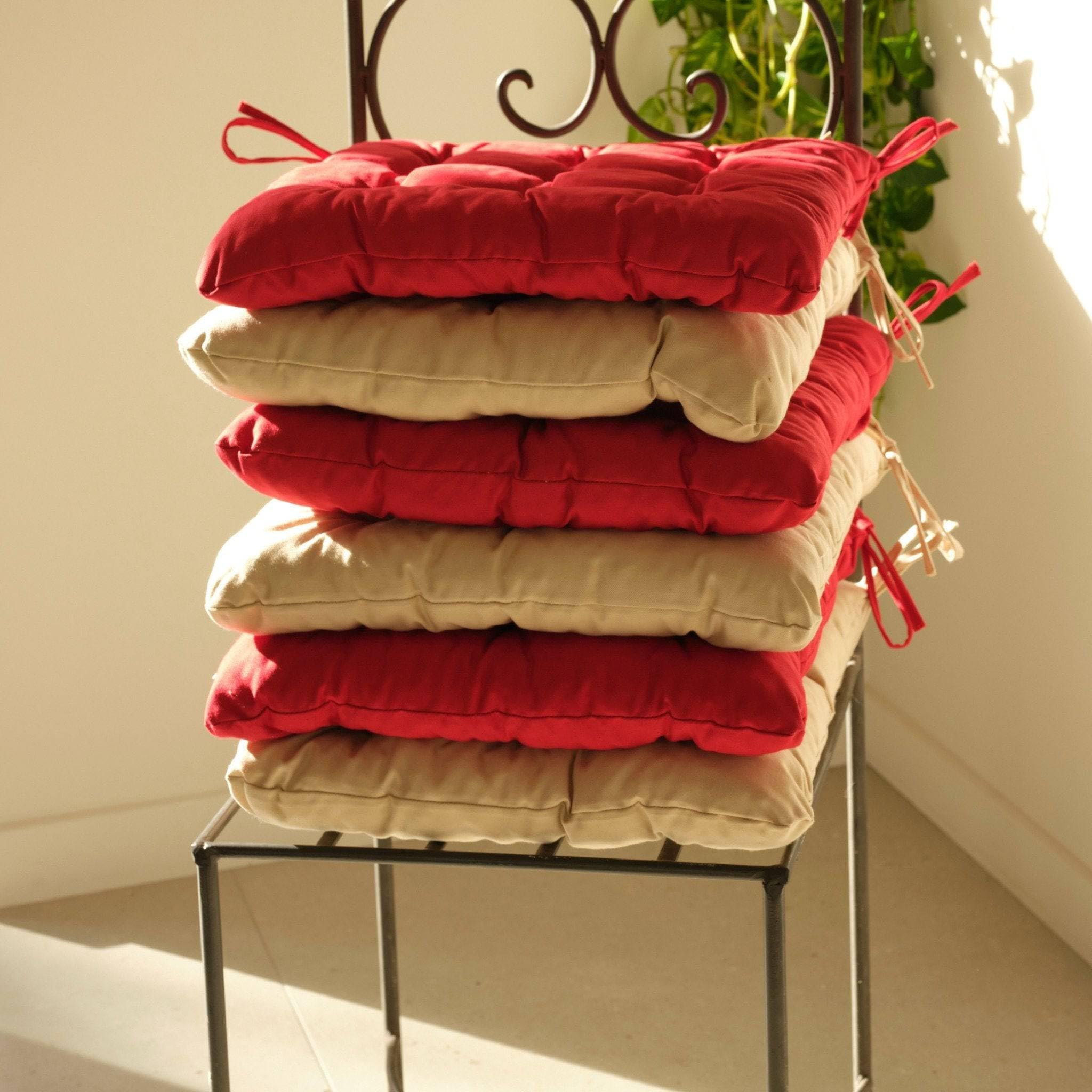 Déco Arts Coussin de Chaise - Lot de 4 Coussins Carrés avec Attaches pour Chaises Intérieur ou Extérieur - Polyester 65% & Coton 35% - Galette Certifiée Oeko-TEX - 40 x 40 cm, 380 g, Bleu petrole